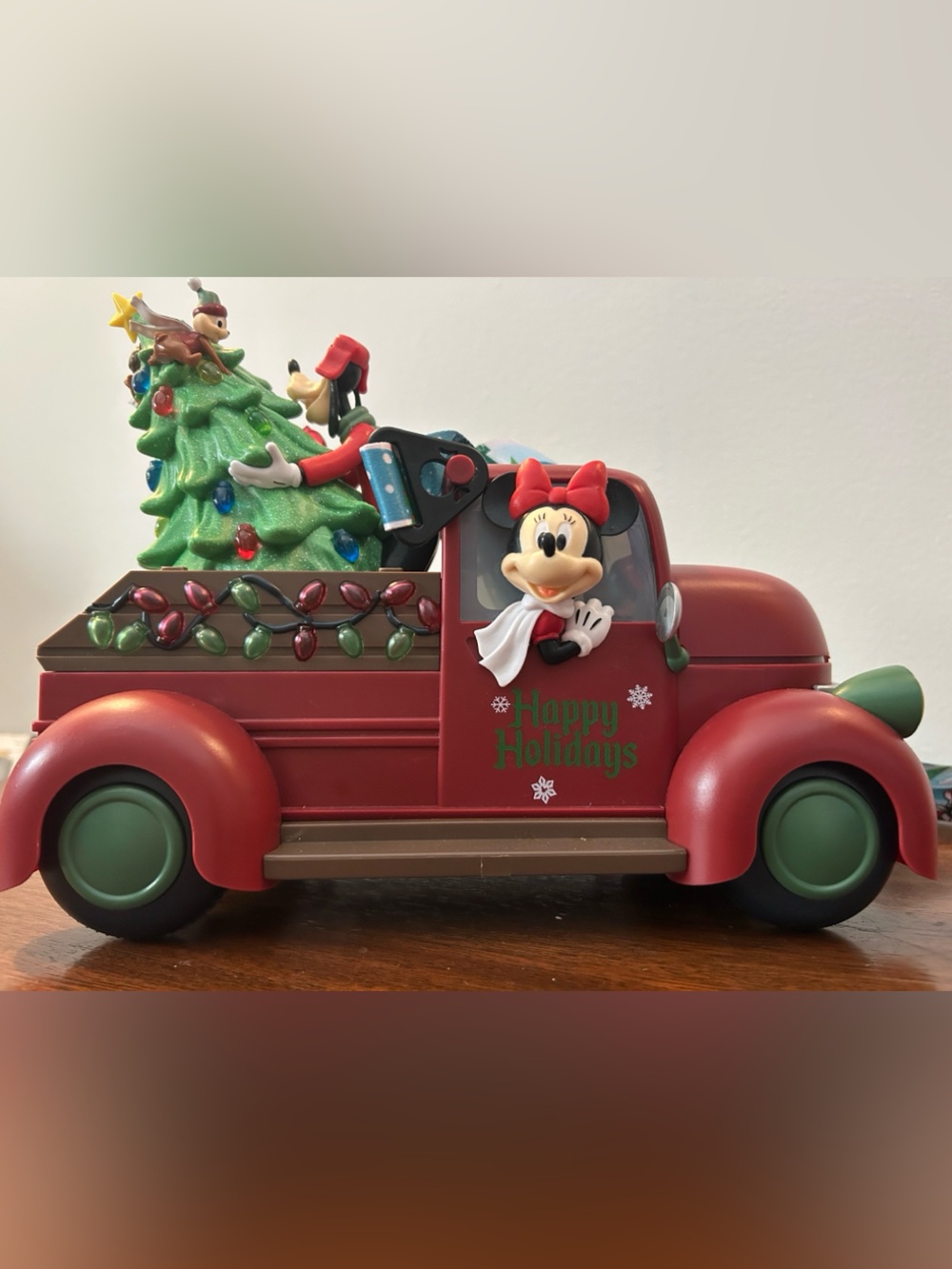 Disney Red and Green Minnie Mouse Holiday Truck Figurine